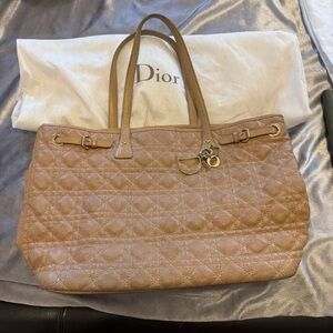 Dior Beige Quilted Tote Bag